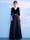 Yingwen Choir Performance Clothing Female Long Skirt Host Annual Meeting Costume Banquet High-End Atmosphere Conductor Evening Dress Black L Recommended 100-110 Jin Jin equals 0.5 kg