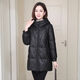 Yunqi Qianqiu Haining genuine leather down jacket women's mid-length 2025 winter new casual hooded sheepskin leather jacket black M recommended 100-115Jin Jin equals 0.5 kg