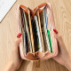Langes PU -Brieftasche gewebtes Muster kontrastierender Farbstudent Lady Halten Brieftasche mehrere Karten und modische vielseitige Handy -Tasche Lila