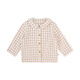 YOUGE Infant Classic Lapel Plaid Shirt New Spring Style Baby Cute British Style Long Sleeve Fashion Khaki 90 cm