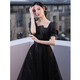 Seidlers schwarzes Abendkleid für Frauen Banketttemperament leichte Luxus Nische High-End-Geburtstag Erwachsenen Geschenkkleid Schwarz XL (Empfohlen 116-125 Jin [Jin gleich 0,5 kg])