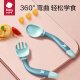 babycare baby fork curved spoon learning to eat baby tableware independent eating training spoon set with storage box pink