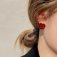 Idel burgundy square French high-end commuting autumn and winter earrings women's trendy earrings earrings birthday gift women's jewelry Chelizi red earrings E0609