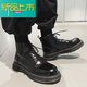 Neue 21-jährige neue High-Top British Trendy Herrenschuhe Martin Boots Lederschuhe erhöhte Stiefel Herbst und Winter plus Samt 12213 bequeme Mid-Top-Kleidung-resistente Lederspot 38 Männer