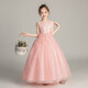 Dev Ake Vestido para niños Girl Falda Princesa Falda Anfitrión de piano de alta gama Vestido de noche Vestido de noche Boda de verano Big Boy BX683 Rosa sin mangas largas 160 (recomendado 71-85 Jin [Jin iguala 0.5 kg])