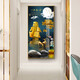 Xiao Lulin Light luxury entrance decoration painting New Chinese style entrance painting aisle corridor mural Nordic abstract elk hanging painting crystal porcelain painting 14087 smooth sailing Diamond inlay painting 100*200 cool black (customized size)