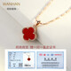Wanhan 999 pure silver four-leaf clover necklace for women, rose gold clavicle chain, agate pendant, Valentine's Day birthday gift for girlfriend, rose gold (red agate) + jewelry gift box