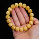 Yingyou natural amber beeswax bracelet for men, Russian chicken fat yellow straight cut barrel beads single circle bracelet for women 12.5mm certificate number 38 0 carat 12 yellow and white flowers