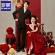 ROMON Zhongshan suit new Chinese suit men's Tang suit suit high-end loose new style engagement wedding groom dress black [top + pants + stand-up white shirt] M