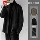 Pierre Cardin (Pierre Cardin) autumn and winter woolen blazer men's high-end light mature style suit thickened woolen coat Korean style casual suit brown woolen + black sweater + plush velvet trousers three 2XL