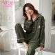 Modal pajamas for women in autumn and winter pure cotton waffle long sleeve trousers wearing Korean cute cartoon women's home clothing suit MJ9854 women M