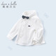 DAVE&BELLA boys' shirts, children's shirts, boys' primary school uniforms, white shirts, spring clothes, infant spring tops, white 120 cm (recommended height 110-120cm)