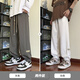 RLZN胖子大码休闲裤子男夏秋季宽松大码垂感重磅束脚运动裤子休闲长裤 K1049黑色 3XL 170-185斤