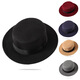Orange Tart Retro British Style Black Ribbon Flat Top Hat Hepburn Gentleman Jazz Hat Flat Brim Woolen Wide Brim Men's and Women's Hat Flat Top Black One Size