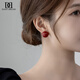 DAISY DREAM temperament red light luxury earrings high-end 2025 new hot style ear buckles and ear studs women's niche unique design earrings red semi-circle earrings
