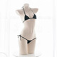 Traje japonés de bikini ultra picante de tres puntos de lencería sexy sujetador para ropa interior correas de cintura ultra bajo triángulo negro talla