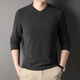 XIAOBAI T2024 Herbst neuer Männer V-Ausschnitt doppelseitig Fleece Longärmedose Basis-Männer lässig T-Shirt KF87/1518 Weiß L.