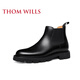 Thom Wills Chelsea Herrenstiefel echte Leder Britische Sommergeschäft Casual Boots Herren -Stiefel Schwarze E831 41 / 7.5 Größe
