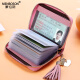 Monbers Card Bag Women's Real Cowhide Multi-function Anti-Demagnetization Bank Card Bag Multi-card Position Women's Business Card Clip Driver's License Set Small Smoked Purple [20 Card Position Anti-theft Brush]