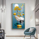 Xiao Lulin Light luxury entrance decoration painting New Chinese style entrance painting aisle corridor mural Nordic abstract elk hanging painting crystal porcelain painting 14088 Home and Fugui Crystal porcelain painting 90*180 cool black (customized size)