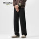 MMOPTOP Japanese casual pants men's autumn and winter simple loose straight wide-leg sports trousers K006 black L