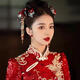Dijing Braut XiUhe Kleidung Engagement XiUhe Kopfschmuck Hochzeit Chinesische Rote Phoenix Krone Newcomer Toast Kleidungskopf Blume Zertifikat Requisiten