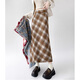 Hao'e retro woolen plaid skirt for women autumn and winter brown high waist slim pear-shaped figure long slit a-line skirt khaki M recommended 96-110Jin Jin equals 0.5 kg