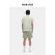 
nice rice, new spring and summer 385G all-cotton double yarn straight casual short hoodies NGX12046 gray-green (385G) S