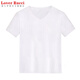 
LOVER RUCCI pure cotton shoulder short-sleeved V-neck T-shirt women's 2025 summer new loose slimming basic white half-sleeved top V-neck KC698 white L