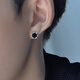 Crystal 925 silver earrings men's earrings single handsome high-end pair black earrings birthday gift for men