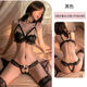 Sexy Little Peach Sexy große BH-Schnürhöpchen kostenlos Bikini Dreipunktanzug weiblicher Liebhaber schwarzer Set + gleiche Strümpfe