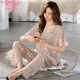 Pyjama modal pour les femmes en été modal à manches courtes pantalon à manches courtes de grande taille Vêtements à la maison printemps et été mince glace fraîche Suit de soie d'été Hym3527 m (hauteur recommandée 150-160 poids 90-110)