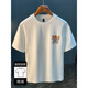 Romon round neck short-sleeved T-shirt for men's half-sleeved summer new trendy brand printed loose casual bottoming shirt men's top 1047 white T-shirt 2XL size