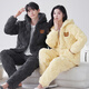 Modal thickened coral velvet couple pajamas for women, winter three-layer quilted men's flannel home clothes MZB439 hooded quilted women L