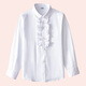Xin Yueqing girls' white shirt long-sleeved college style spring and autumn primary school uniforms middle and large children white shirt performance clothes lace style - white single style 130 cm