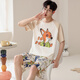 Modal 2025 Nouveau couple pyjamas d'été coton pur coton court à manche un homme et une femme dessin animé mignon de vêtements de maison d'été 687 femmes xl