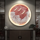 Paidan Xianmeng New Chinese Style Decorative Painting Round Luminous Painting Entry Hall Living Room Painting Landscape Painting Zen Tea Room Hanging Painting Ink Painting Spring Swallow Ink Bamboo - Aluminum Alloy Black Frame/Crystalline Porcelain Surface Diameter 50cm - No Light Style