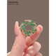 QUAMER Gold Store Green Leaf Round Small Brooch Fixed Clothes Pin Corsage Women's Exquisite Shirt Collar Anti-Leaking Leaf Diamond