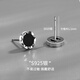 Crystal 925 silver earrings men's earrings single handsome high-end pair black earrings birthday gift for men