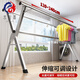 Stainless steel double pole clothes drying rack floor-standing folding retractable mobile indoor hanging clothes drying rack balcony cooling quilt rack stainless steel thickened double pole 2.0 meters + 2 piece set