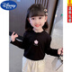Disney (DISNEY) girls long-sleeved tops autumn and winter new children's round neck pullover bottoming shirt baby pure cotton half turtleneck inner autumn coat white spring and autumn wear around 18 degrees 80