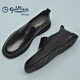 Goldlion men's shoes, men's casual shoes, fashionable business comfortable slip-on casual leather shoes G506310110AAB black-43 size