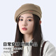 Antarctic Hat Winter Women's Large Head Circumference Beret Showing Face Small Fashionable Retro Versatile Painter Newsboy Hat Women Brown