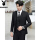 Playboy Suit Men's Korean Slim Top Jacket Groomsmen Wedding Business Professional Formal Small Suit Men Two-Button Black Top XL