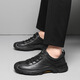 Aibudie Men's Casual Leather Shoes 2025 Новая модная и универсальная мягкая кожаная мягкая подошва мягкая удобная дышащая не скользящая обувь Men 9916 Black 41