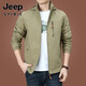 Jeep (JEEP) outdoor men's jacket autumn and winter 24 new middle-aged men's autumn clothes top plus velvet jacket men's spring and autumn thick plus velvet 9898 military green style XL