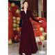 Midi tie door-to-door toasting dress brides can usually wear large sizes for tall pregnant women, fat sisters, stand-up collars, fat mm plus fat 200, burgundy short style, dress length, shoulder to skirt 116 L (110 Jin Jin is equal to 0.5 kg -118 Jin Jin is equal to 0.5 kg)