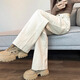 Xujiang Pure Cotton Working Hosen für Frauen Neue Frühling und Herbst hohe Taille gerade zieht schlanke lässige amerikanische Retro-Denim-Weitbeine Dünne Schöne kleine kleine kleine (innerhalb von 159) 2677-9 m (96-105jin [Jin gleich 0,5 kg]))