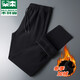Mulinsen sweatpants men's summer thin loose straight casual pants men's autumn and winter plus velvet thickened warm trousers loose plus size youth outdoor running wardrobe pants men 719 black tying feet (regular) L