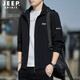 JEEP SPIRIT sun protection clothing men's summer ice silk thin breathable jacket men's removable hood high elastic sports fishing sun protection clothing black L